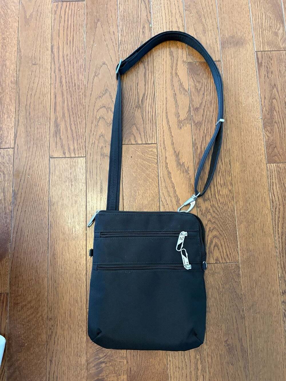 Travelon Black Anti-Theft Classic Slim Double Zip Crossbody